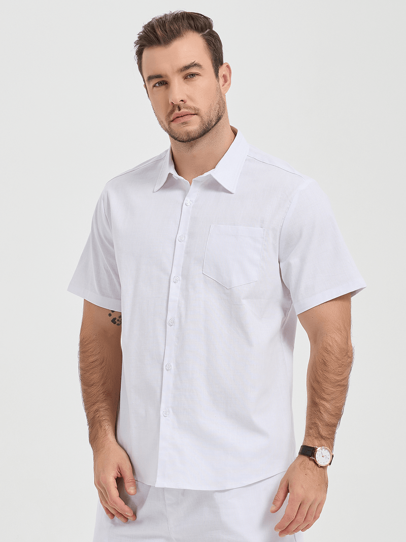 Casual Solid Button Short Sleeve Shirt