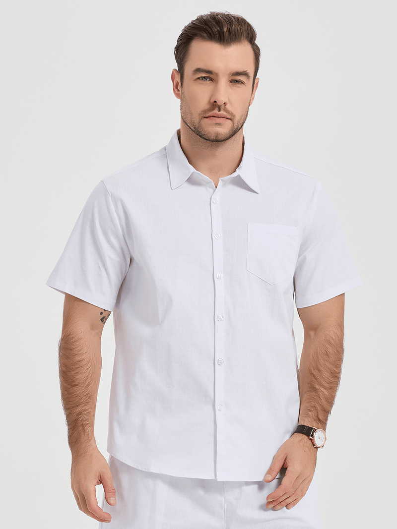 Casual Solid Button Short Sleeve Shirt
