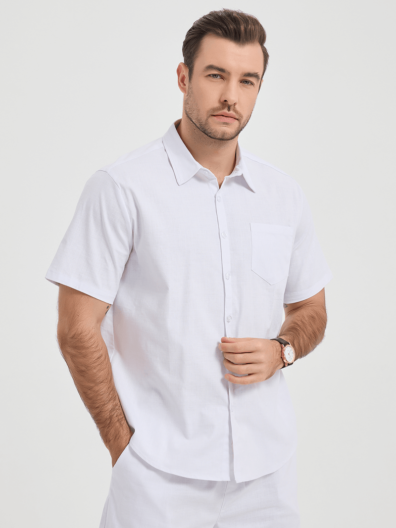 Casual Solid Button Short Sleeve Shirt