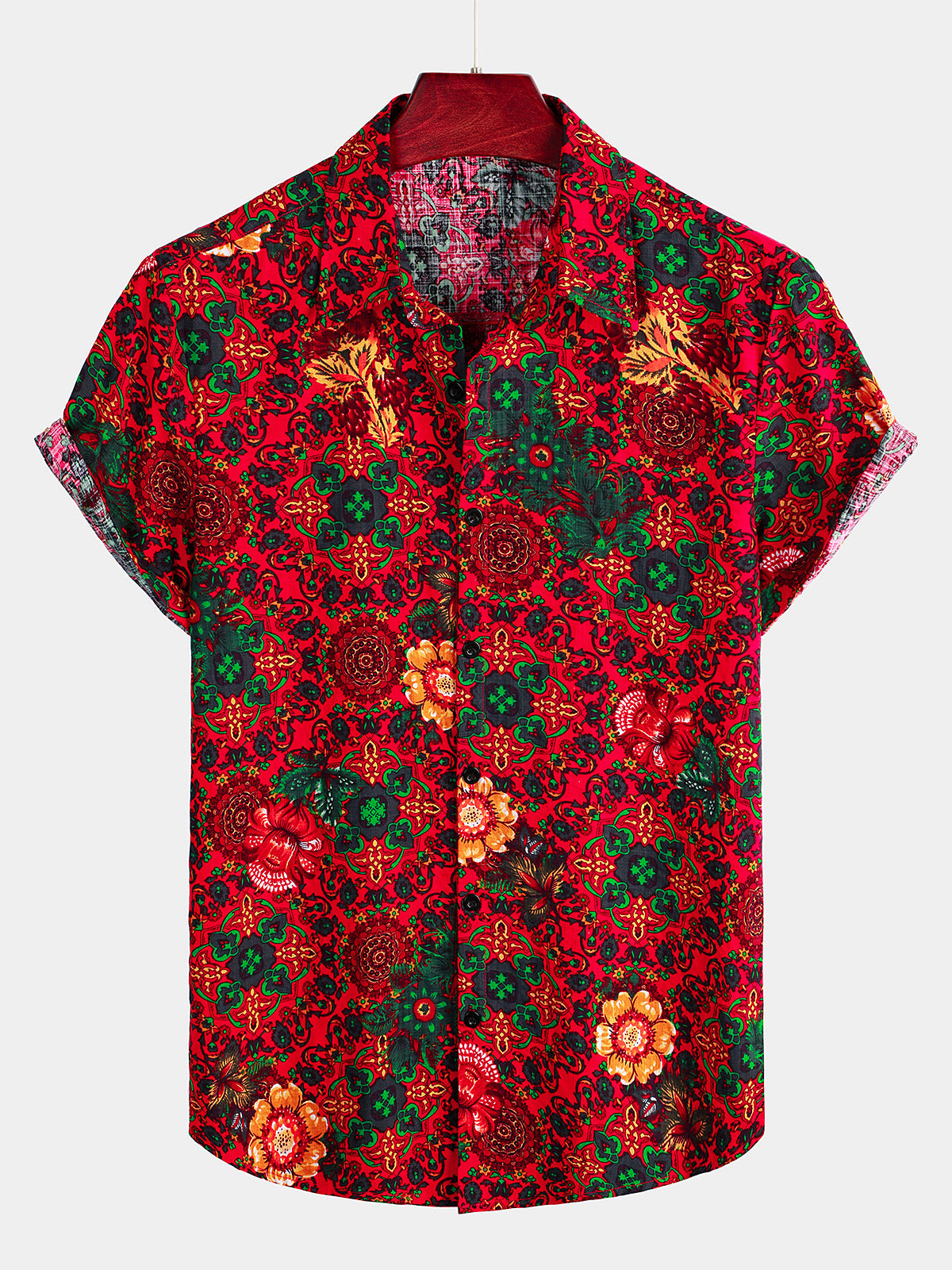 Vintage Floral Print Hawaiian Cotton Shirt