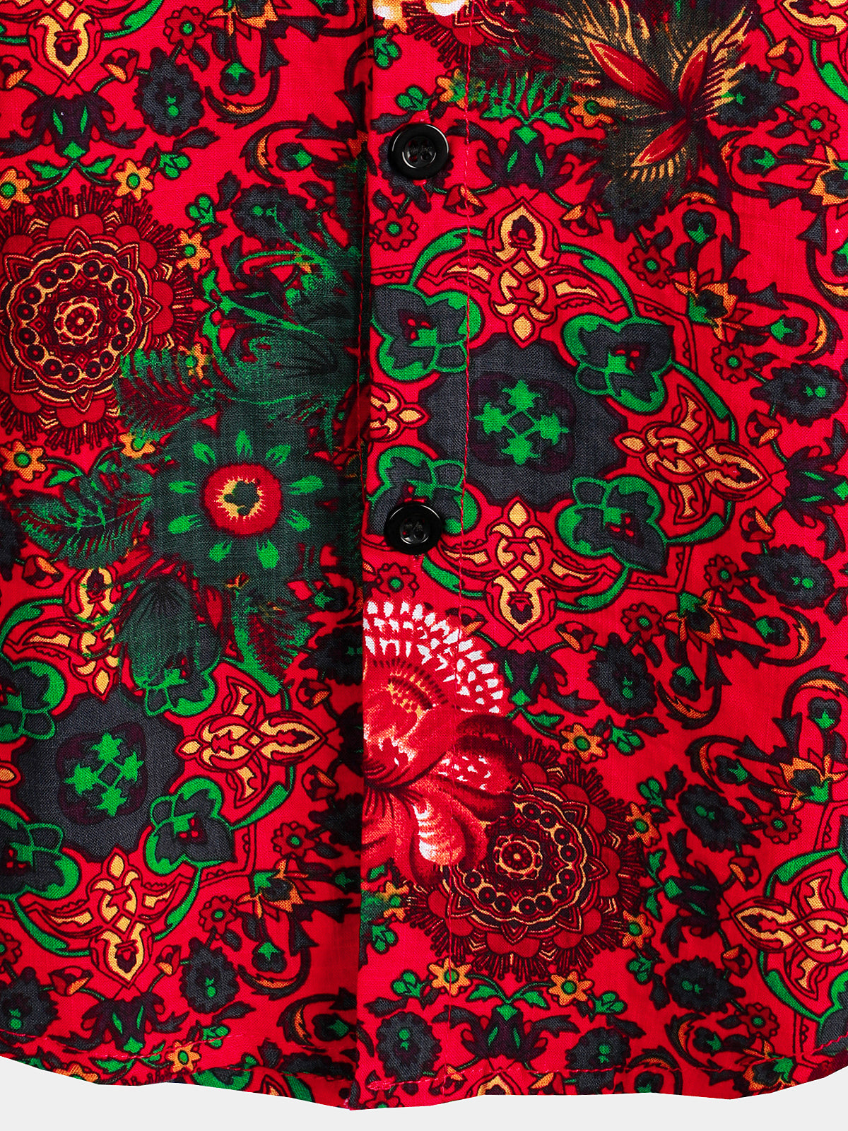 Vintage Floral Print Hawaiian Cotton Shirt
