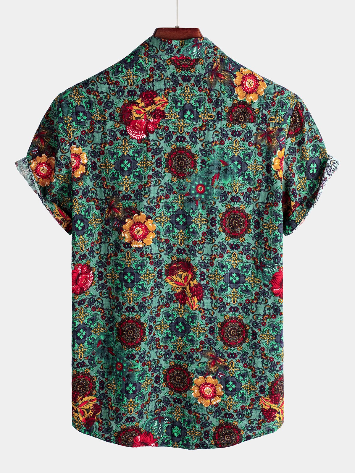 Vintage Floral Print Hawaiian Cotton Shirt