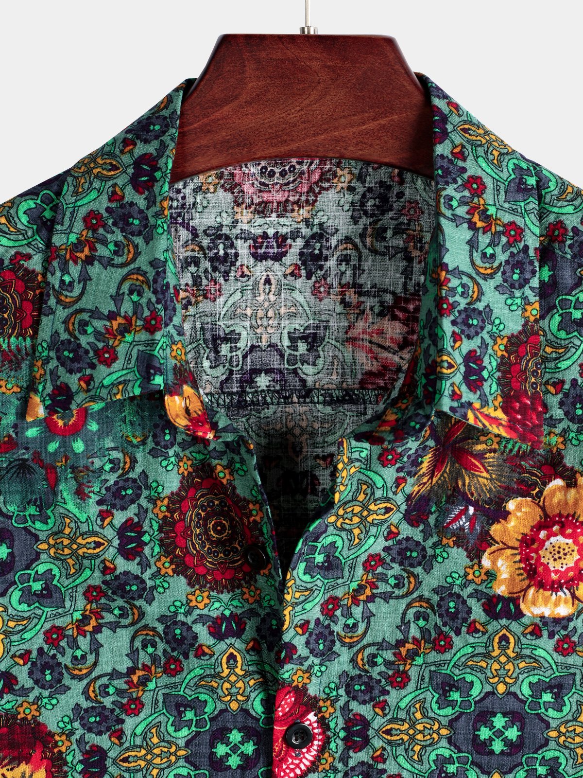 Vintage Floral Print Hawaiian Cotton Shirt