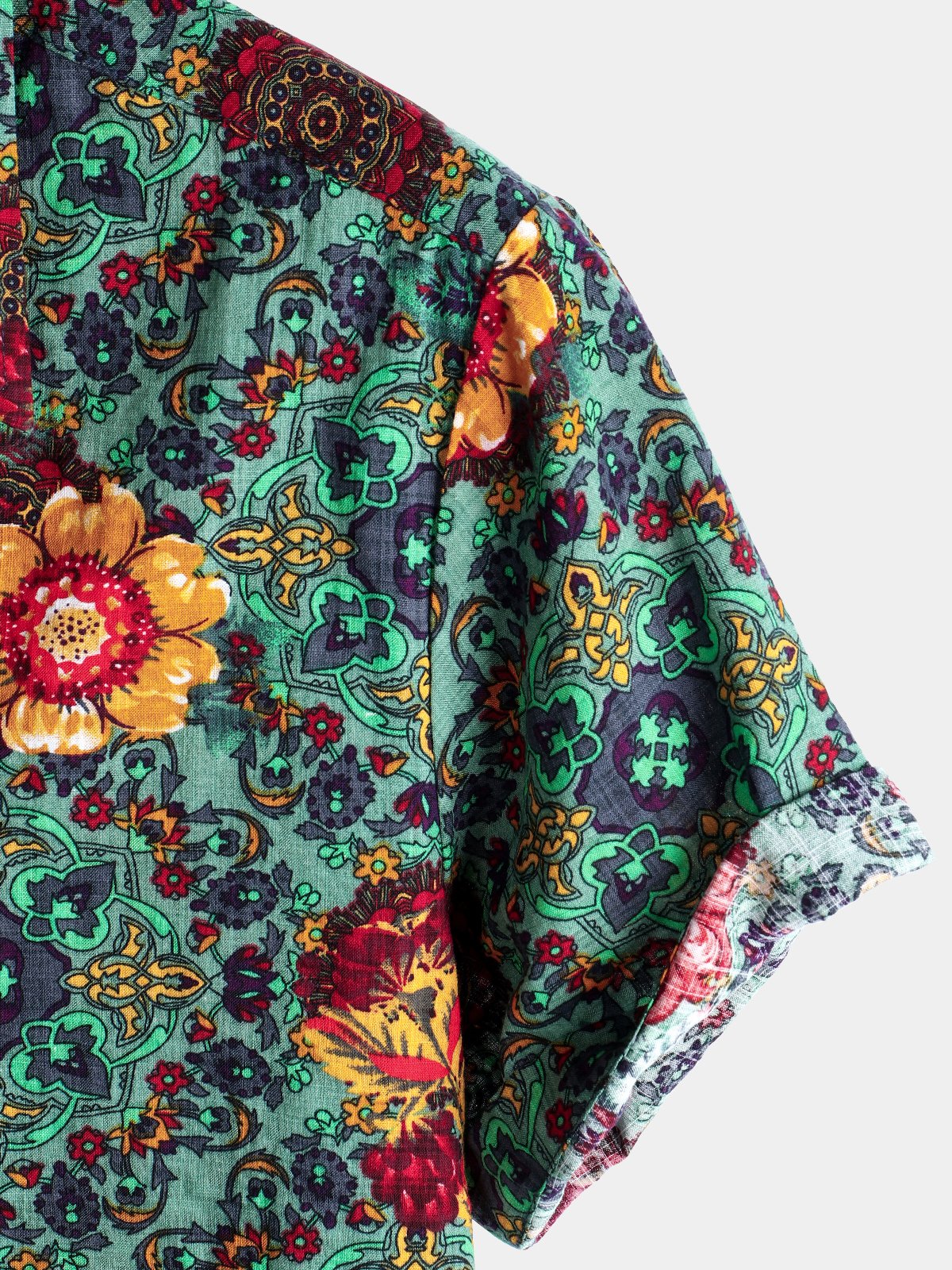 Vintage Floral Print Hawaiian Cotton Shirt