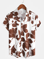 Button Up Flower Print Short Sleeves Shirt