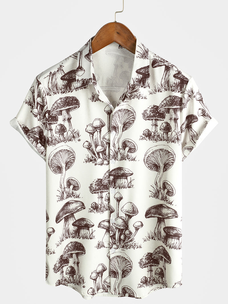 Mushroom Print Short Sleeve Shirt