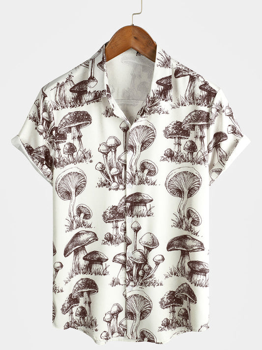 Mushroom Print Short Sleeve Shirt