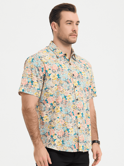 Tropical Print Casual Short Sleeve Shirt