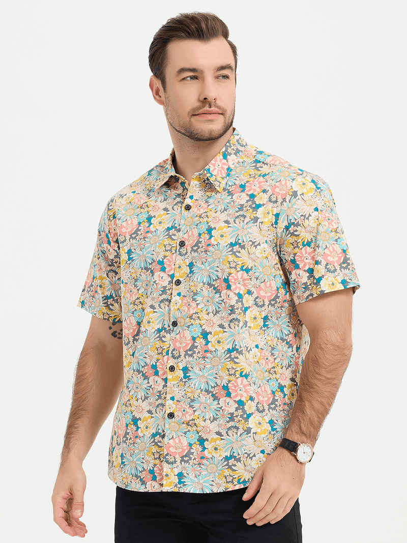 Tropical Print Casual Short Sleeve Shirt