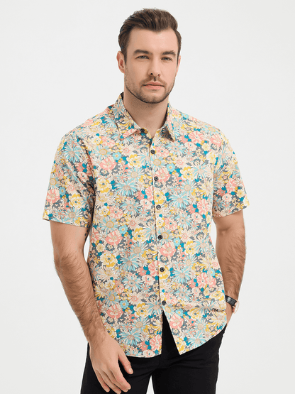 Tropical Print Casual Short Sleeve Shirt