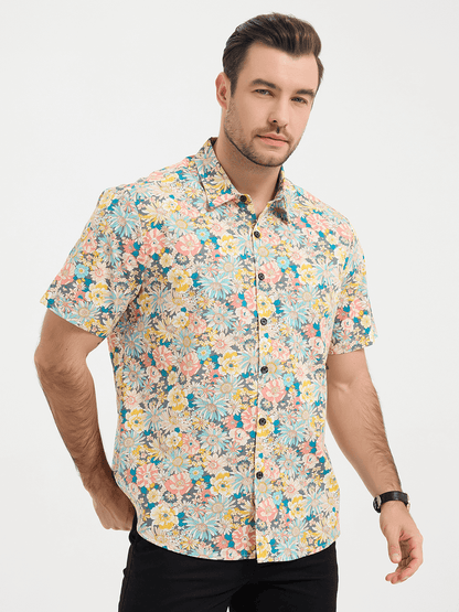 Tropical Print Casual Short Sleeve Shirt