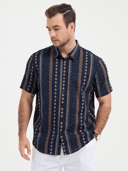 Retro Printed Casual Short Sleeve Shirt