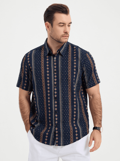 Retro Printed Casual Short Sleeve Shirt