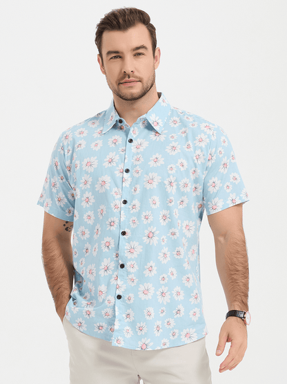 Tropical Daisy Print Short Sleeve Shirt