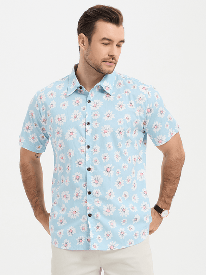 Tropical Daisy Print Short Sleeve Shirt