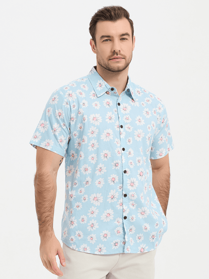 Tropical Daisy Print Short Sleeve Shirt