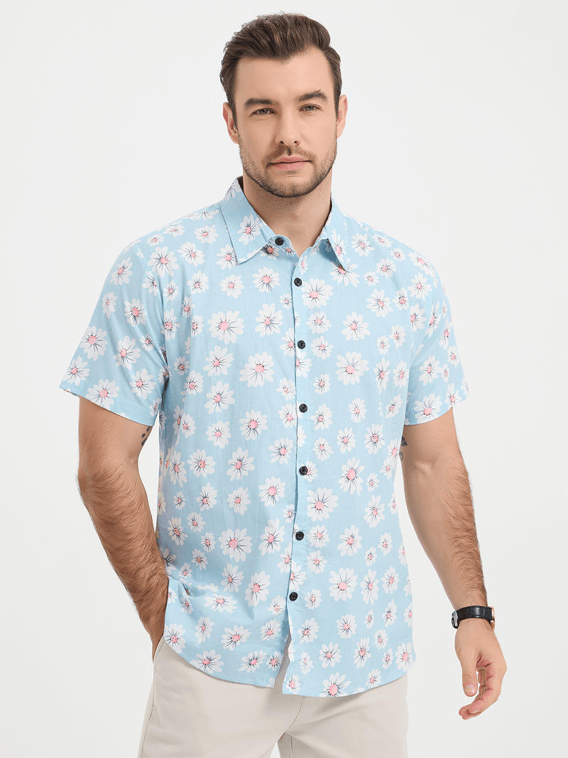 Tropical Daisy Print Short Sleeve Shirt