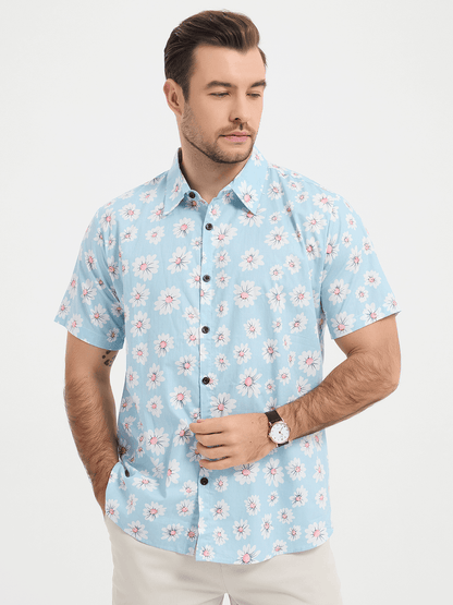 Tropical Daisy Print Short Sleeve Shirt