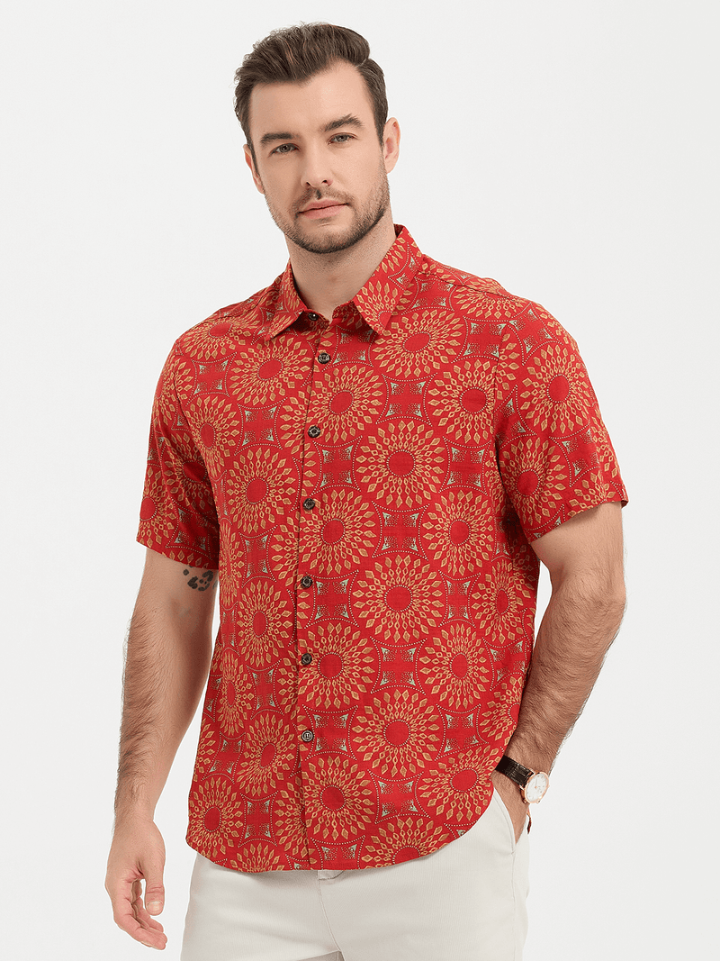 Vintage Pattern Casual Short Sleeve Shirt