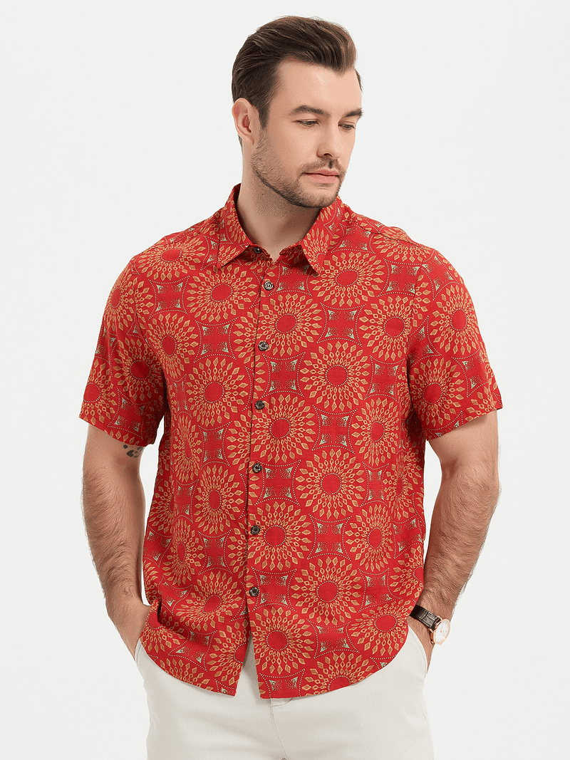 Vintage Pattern Casual Short Sleeve Shirt