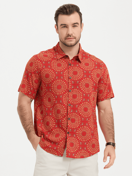 Vintage Pattern Casual Short Sleeve Shirt