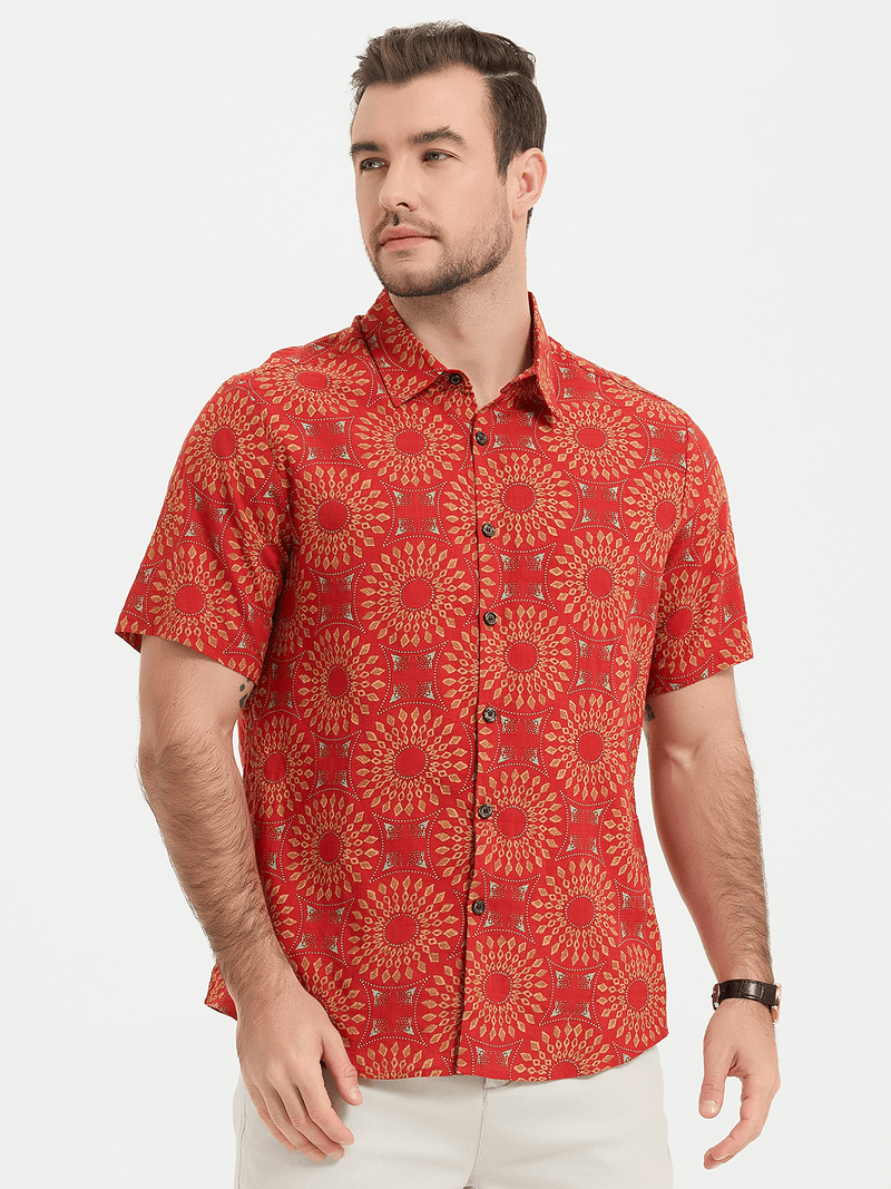 Vintage Pattern Casual Short Sleeve Shirt