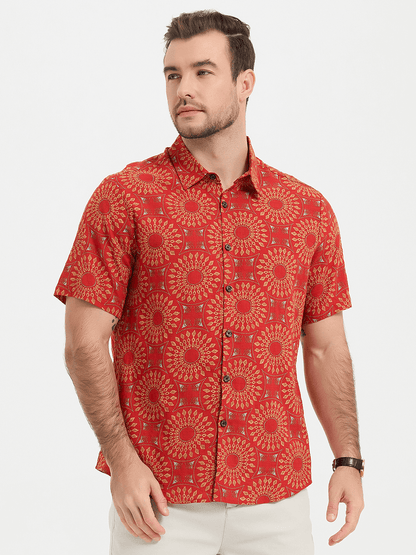 Vintage Pattern Casual Short Sleeve Shirt