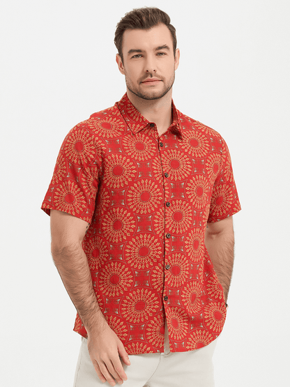 Vintage Pattern Casual Short Sleeve Shirt