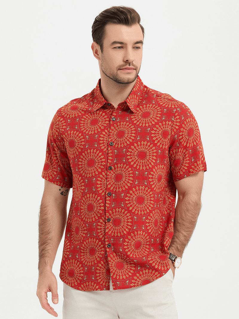 Vintage Pattern Casual Short Sleeve Shirt