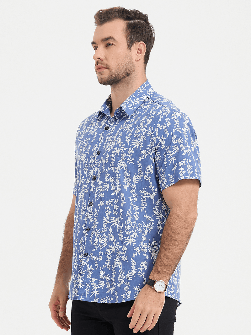 Tropical Leaf Print Short Sleeve Shirt