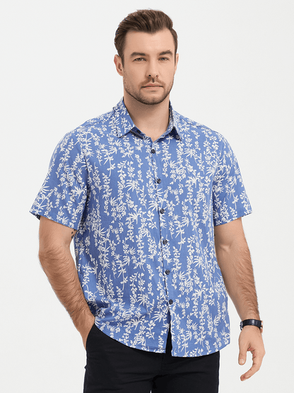 Tropical Leaf Print Short Sleeve Shirt