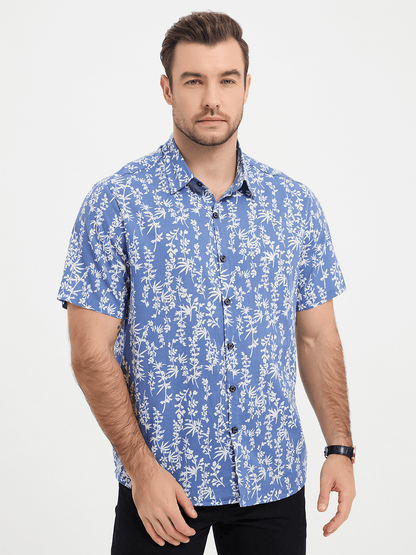 Tropical Leaf Print Short Sleeve Shirt