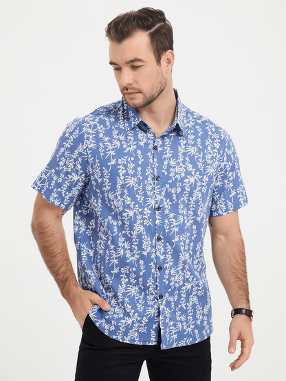 Tropical Leaf Print Short Sleeve Shirt