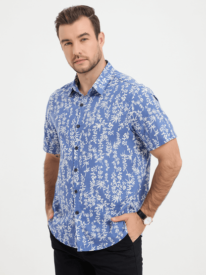 Tropical Leaf Print Short Sleeve Shirt