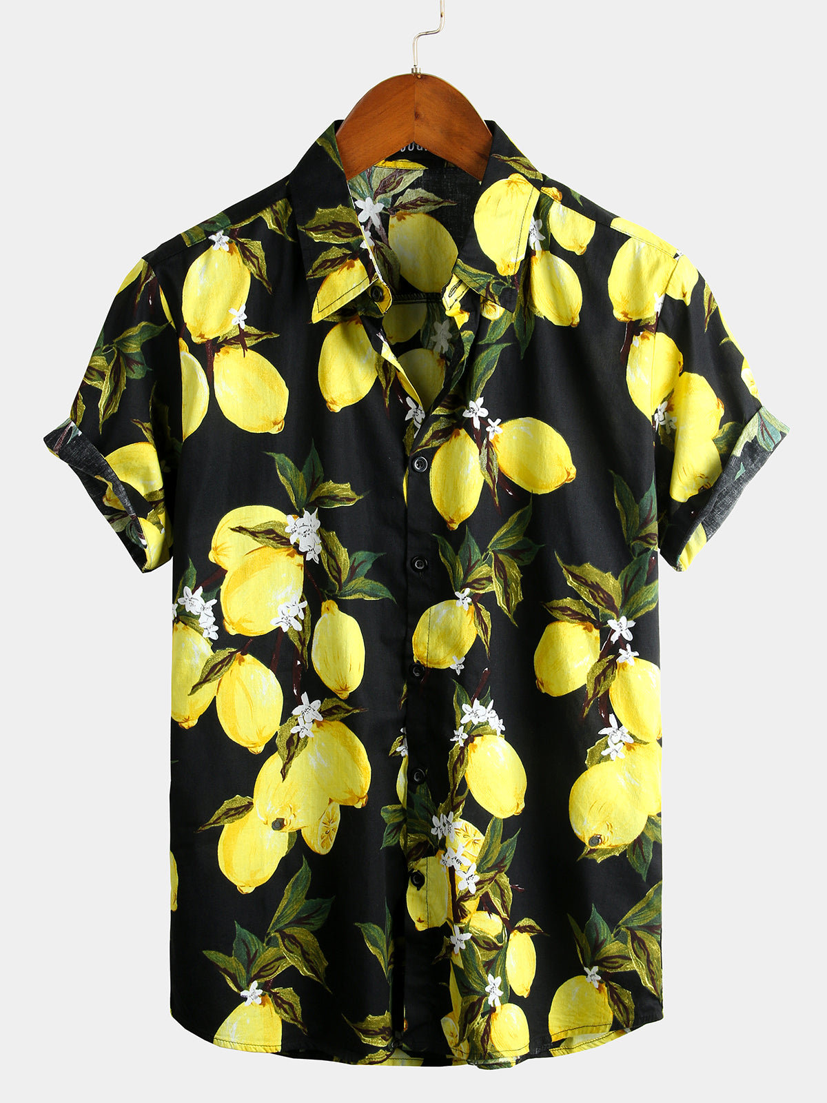 Tropical Yellow Lemon Print Shirt