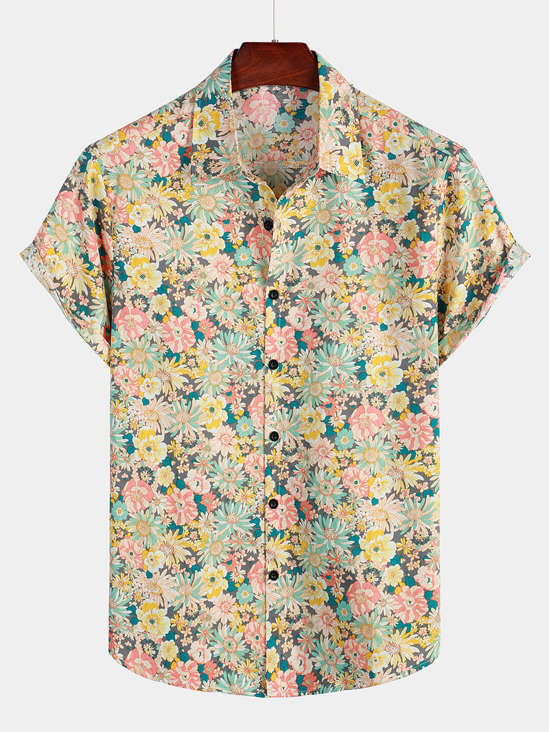 Tropical Print Casual Short Sleeve Shirt