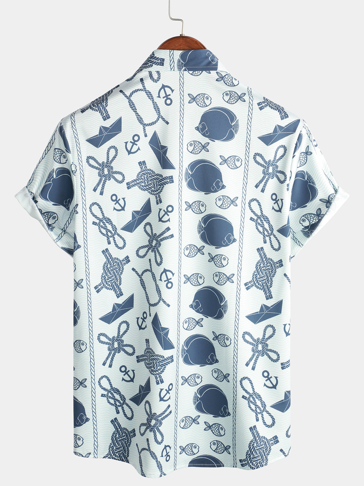 Fish Print Beach Short Sleeve Hawaiian Shirt