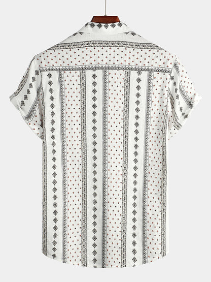 Retro Style Button Up Short Sleeve Shirt