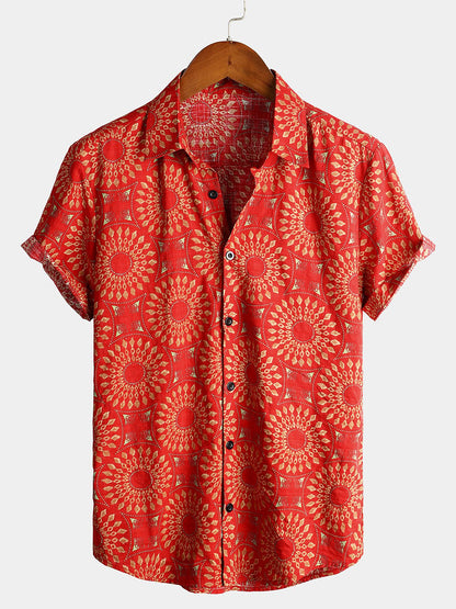 Vintage Pattern Casual Short Sleeve Shirt