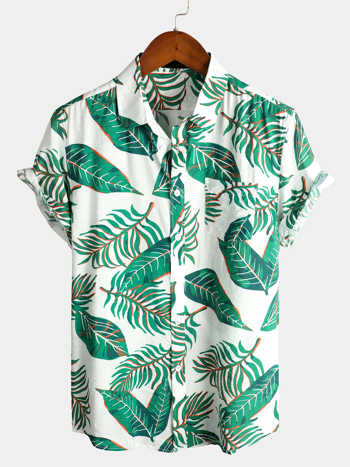 Leaf Print Pocket Holiday Shirt