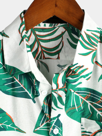 Leaf Print Pocket Holiday Shirt