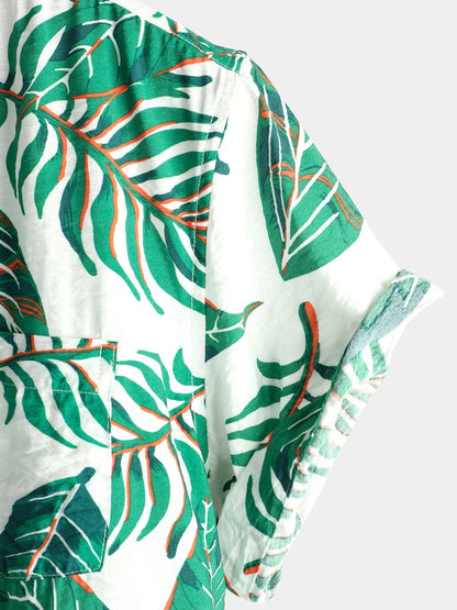 Leaf Print Pocket Holiday Shirt