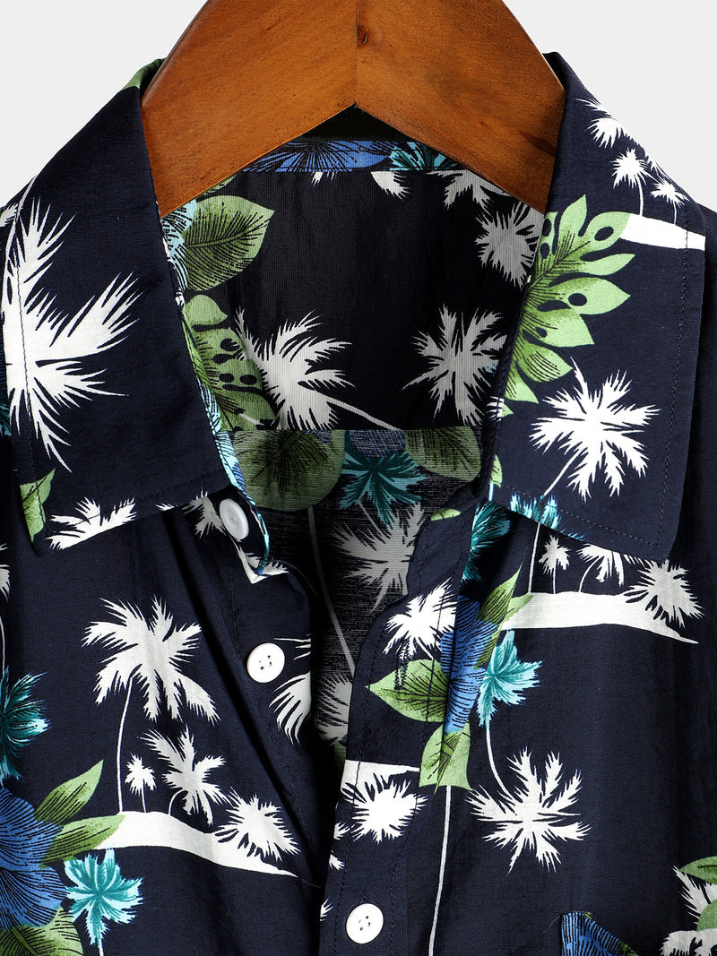 Holiday Floral Print Tropical Short Sleeve Shirt