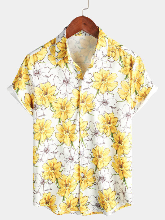 Casual Floral Print Beach Short Sleeves Shirt