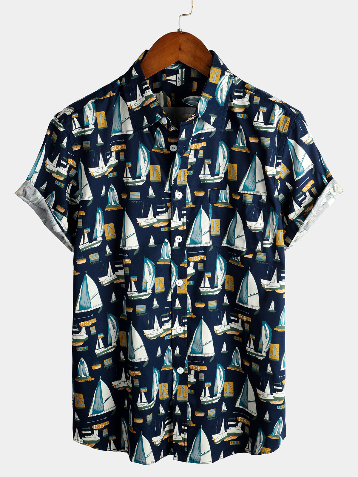 Cotton Casual Holiday Pocket Short Sleeve Printed Shirt