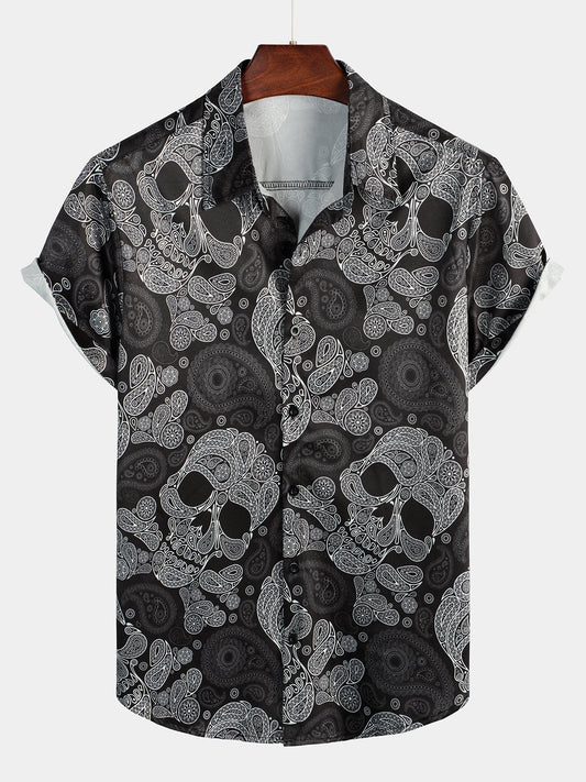 Graphic Print Collared Short Sleeve Shirt