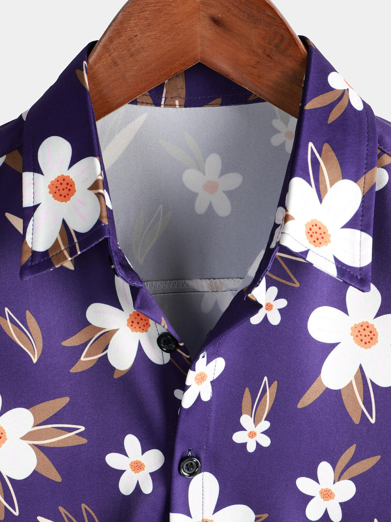 Summer Flower Print Casual Short Sleeve Shirt