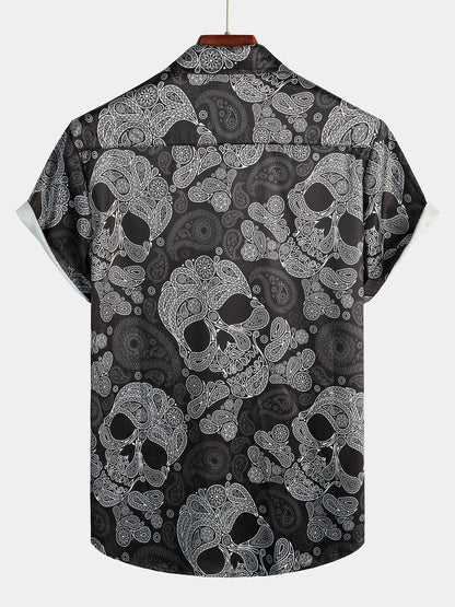 Graphic Print Collared Short Sleeve Shirt