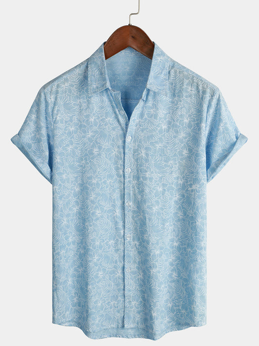 Flower Print Hawaiian Short Sleeve Shirt