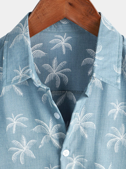 Tree Printed Summer Beach Short Sleeve Shirt